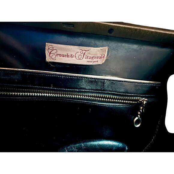 VTG Leather Frame Bag by Crouch & Fitzgerald – Crocodile Embossed 1950s Handbag - Picture 6 of 11